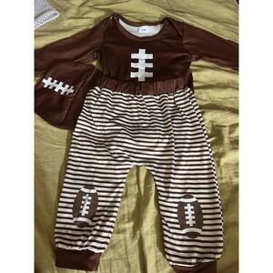 Baby Football Outfit Set 6–9 Months Brown White Long Sleeve Top Pants Unisex